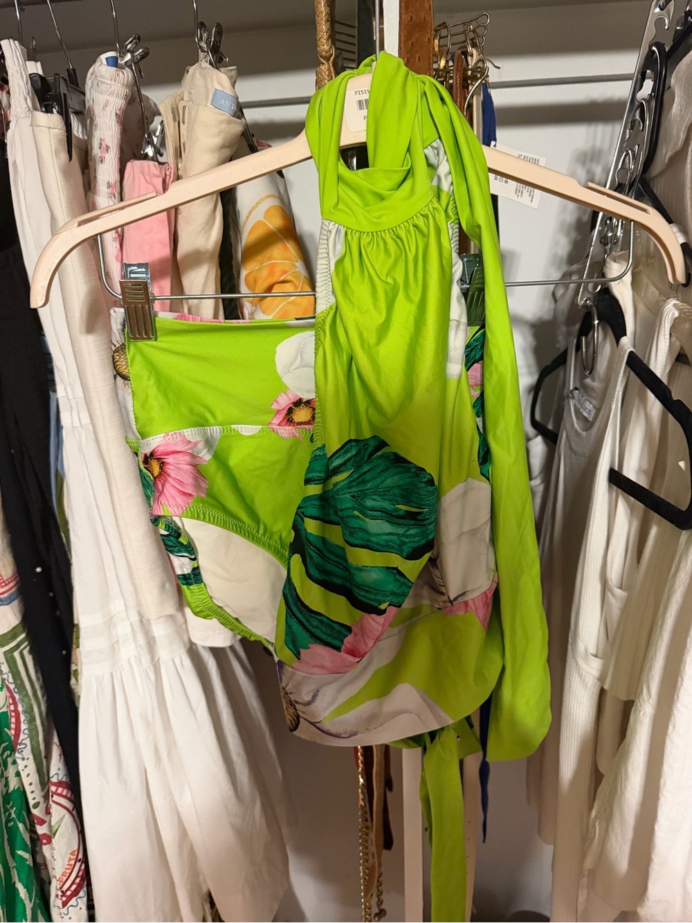 Lime Green Tropical Halter Bikini Set